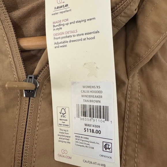 NWT! Women’s Calia tan brown pullover hooded windbreaker jacket XS $118 - Picture 3 of 5